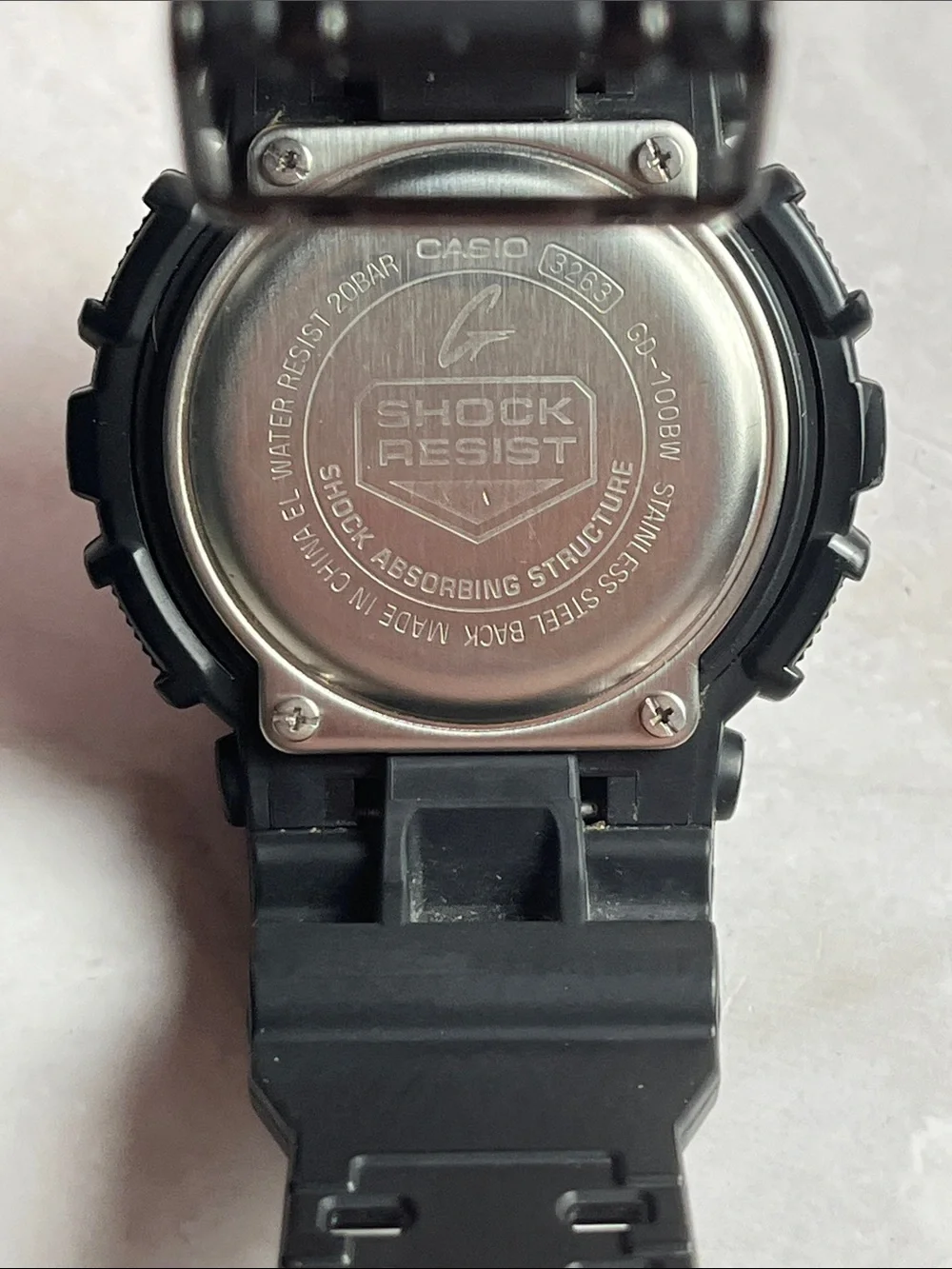 G-SHOCK GD-100BW Black Digital Watch 20ATM, Shock Resistant 50mm